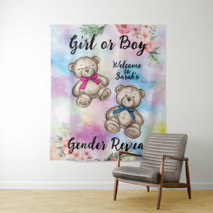Cute Gender Reveal Backdrop Tapestry