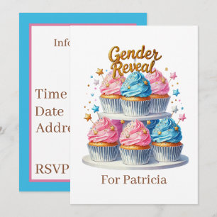 Cute Gender reveal cupcake party Invitation