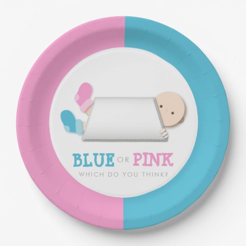 Cute Gender Reveal Peek_a_Boo Baby Booties Paper Plates