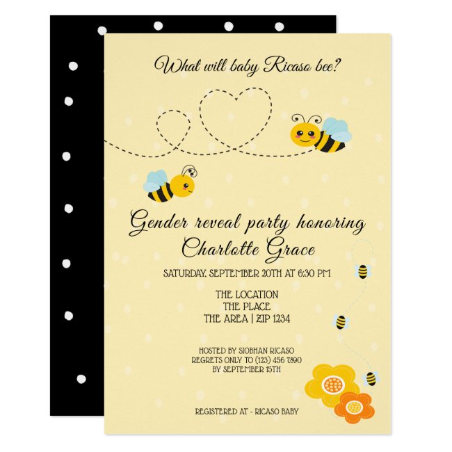 Cute Gender Reveal What Will Baby Bee Baby Shower Invitation