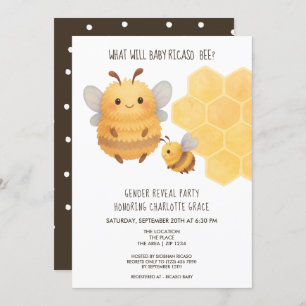 Cute Gender Reveal What Will Baby Bee Baby Shower Invitation