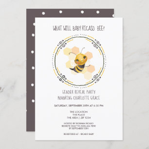 Cute Gender Reveal What Will Baby Bee Baby Shower Invitation