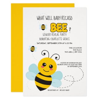 Cute Gender Reveal What Will Baby Bee Baby Shower Invitation