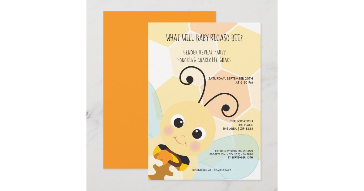 Cute Gender Reveal What Will Baby Bee Baby Shower Invitation | Zazzle