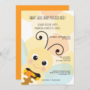 Cute Gender Reveal What Will Baby Bee Baby Shower Invitation