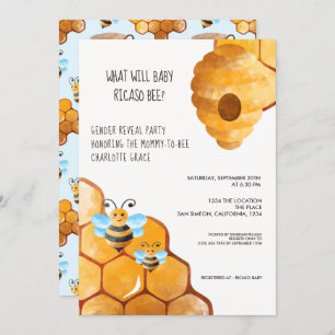 Cute Gender Reveal What Will Baby Bee Baby Shower Invitation