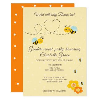 Cute Gender Reveal What Will Baby Bee Baby Shower Invitation