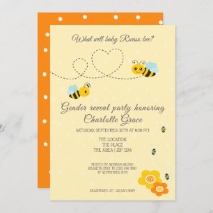 Cute Gender Reveal What Will Baby Bee Baby Shower Invitation