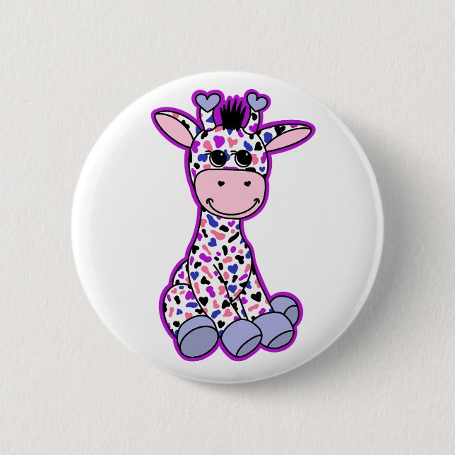 Cute Genderfluid Pride Flag Giraffe Pink Purple Button (Front)