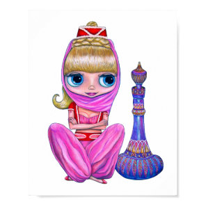 Cute Genie Girl Doll in Pink Magic Bottle Poster