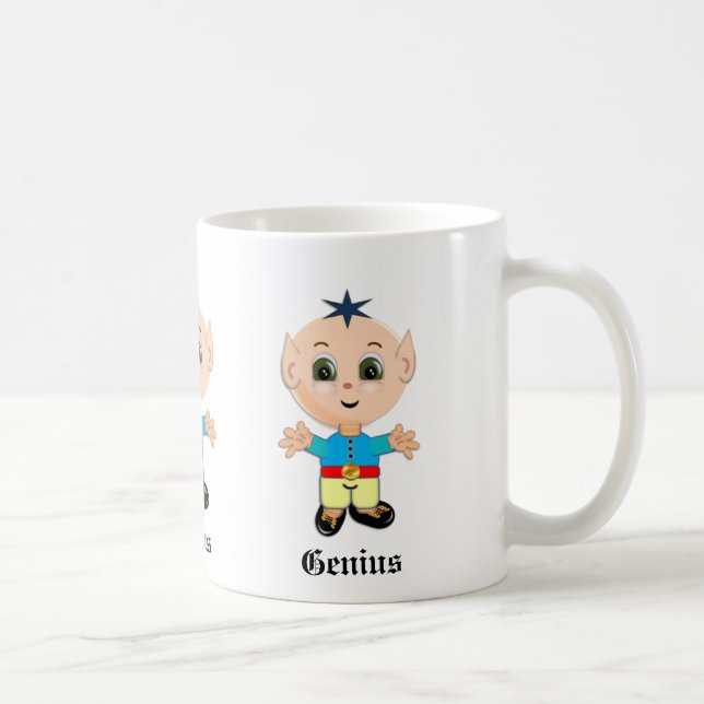 Cute Genius Elf & Calligraphy Coffee Mug (Right)