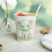 Cute Gentle Giant Elephant Watercolor Baby Shower