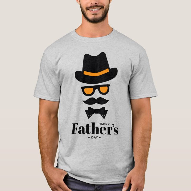Cute Gentleman Face with Hat, sunglass, Mustaches  T-Shirt (Front)