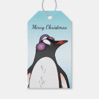 Cute happy joyful Christmas penguin in cozy sweater and scarf