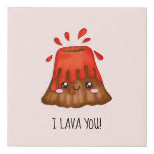 Cute geology volcano love artwork faux canvas print