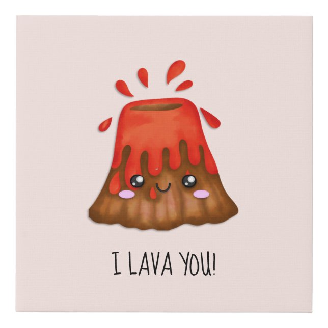 Cute geology volcano love artwork faux canvas print (Front)