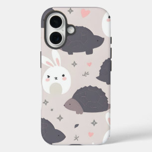 Cute Geometric Animals in Pastel iPhone 16 Case