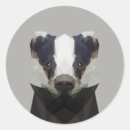 Cute geometric badger classic round sticker