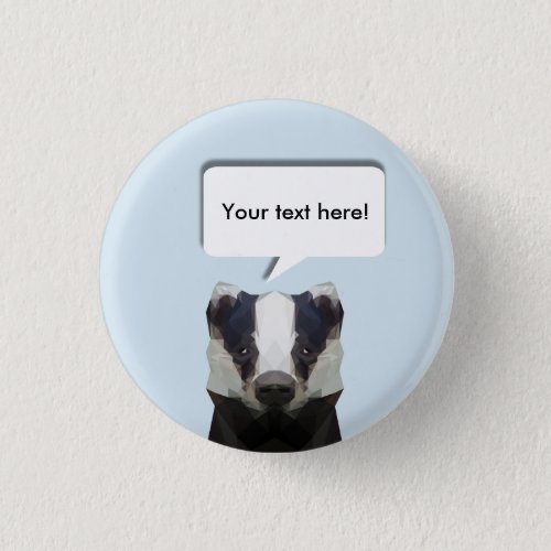 Cute geometric badger pinback button