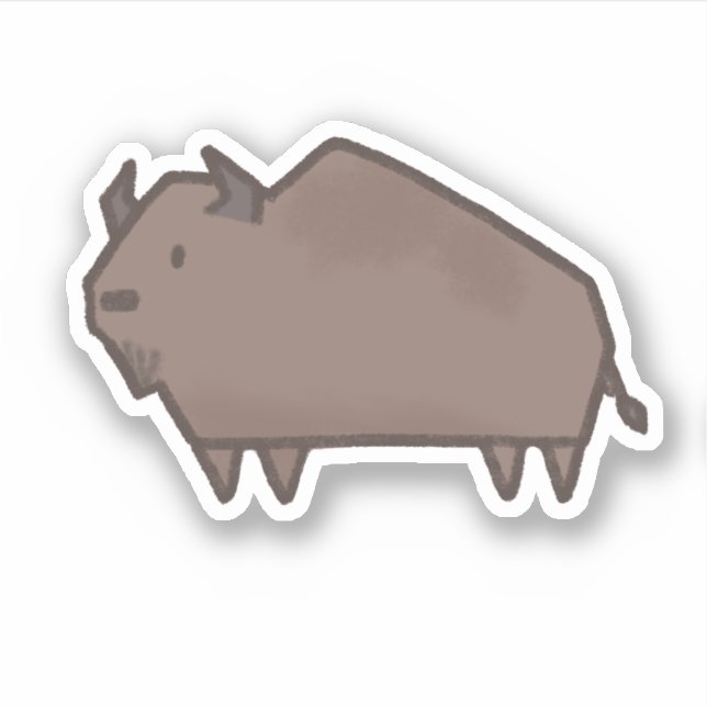 Cute Geometric Bison American Buffalo Sticker (Front)
