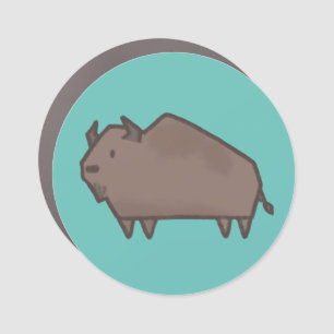 Cute Geometric Bison American Buffalo Sticker Car Magnet