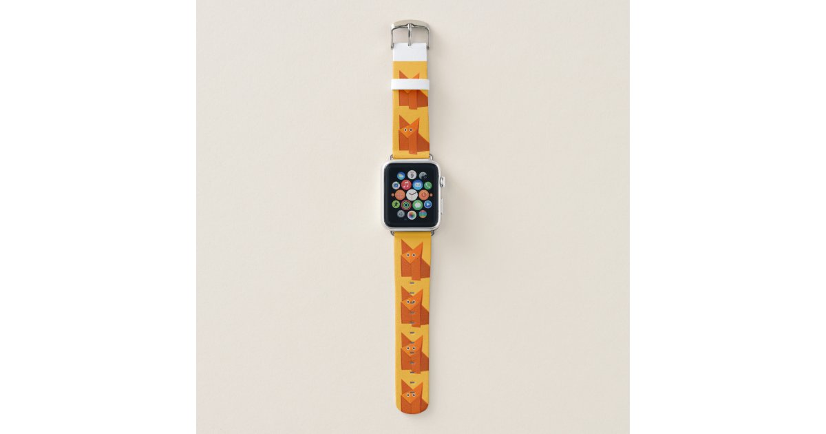 Cute Geometric Cartoon Origami Fox Apple Watch Band Zazzle