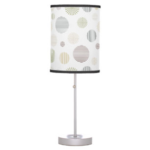 Cute geometric circle line pattern white table lamp