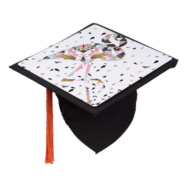 Cute Geometric Flamingo Abstract Design Graduation Cap Topper