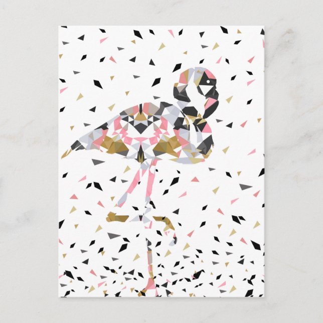Cute geometric Flamingo abstract design Postcard (Front)