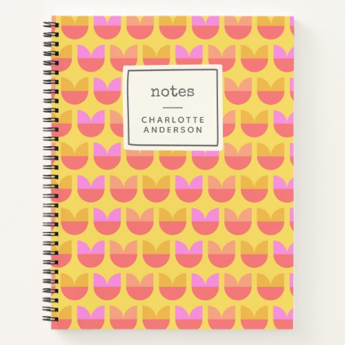 Cute Geometric Flower Pattern Yellow Personalized Notebook