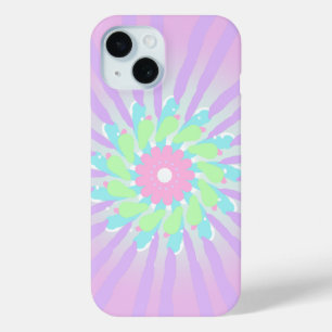 Cute Geometric Flower Purple Radial Pattern iPhone 15 Case