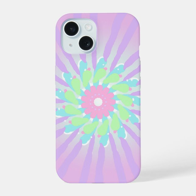 Cute Geometric Flower Purple Radial Pattern Iphone Case (Back)