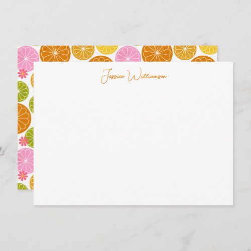Cute Geometric Fruit Personalized Stationery Name Note Card