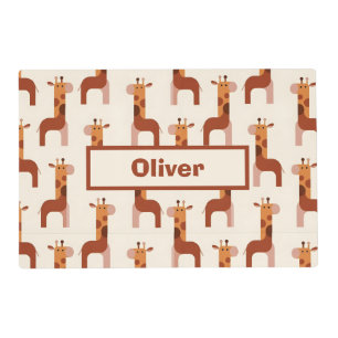 Cute Geometric Giraffe Pattern Placemat