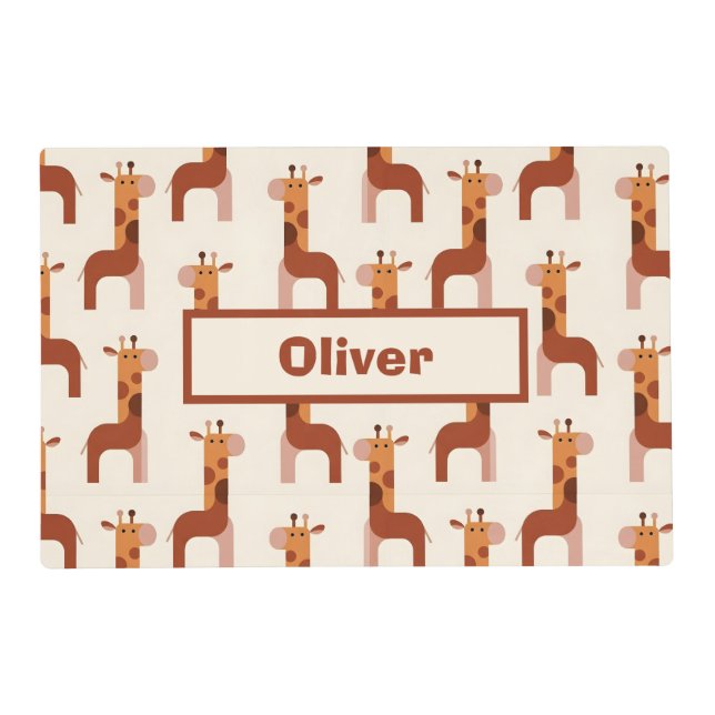 Cute Geometric Giraffe Pattern Placemat (Front)