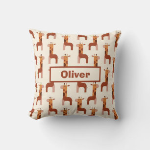 Cute Geometric Giraffe Pattern Throw Pillow