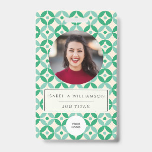 Cute Geometric Green Employee Photo ID Corporate Badge