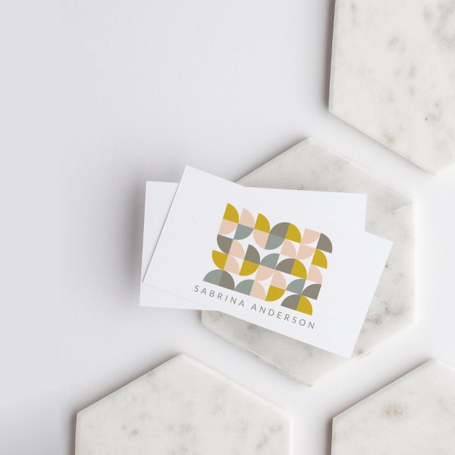 Cute Geometric Minimalist Blush Yellow and Gray  Business Card (Creator Uploaded)