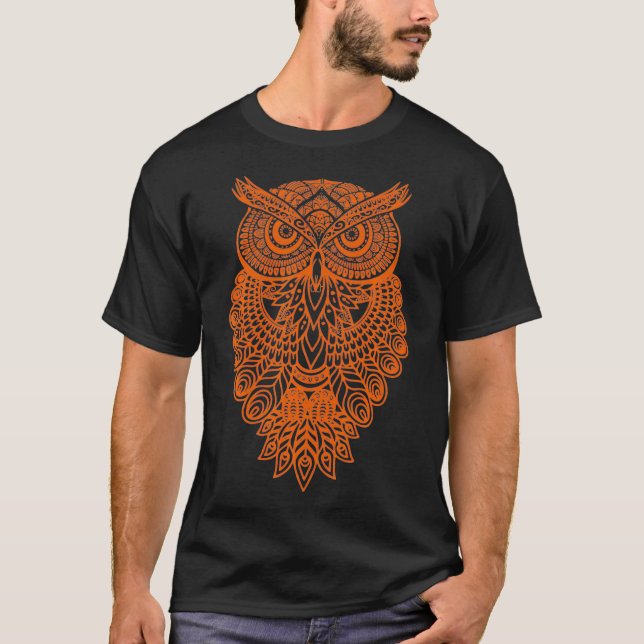 Cute Geometric Owl Art Mandala Style Bird Men Wome T-Shirt (Front)
