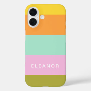 Cute Geometric Pastel Color Block Personalized  iPhone 16 Case