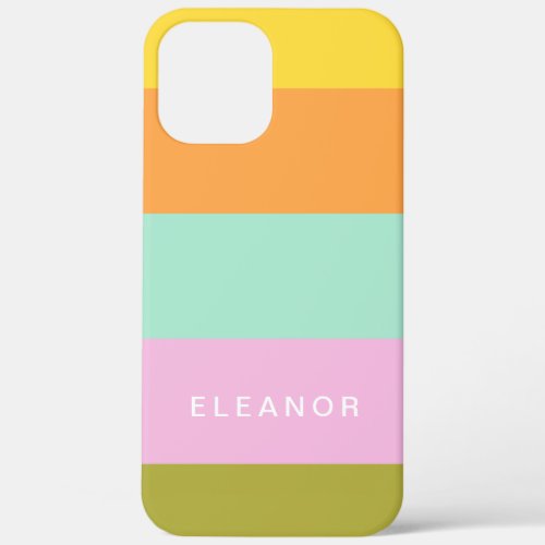 Cute Geometric Pastel Color Block Personalized  iPhone 12 Pro Max Case