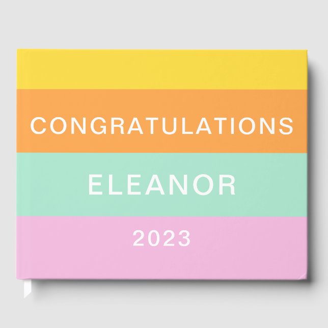 Cute Geometric Pastel Color Block Personalized Guest Book (Front)