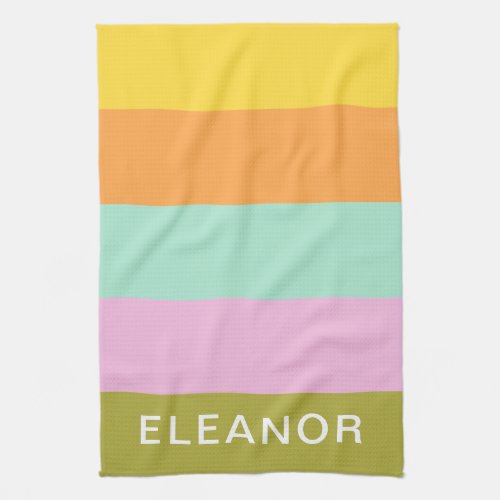 Cute Geometric Pastel Color Block Personalized Kitchen Towel