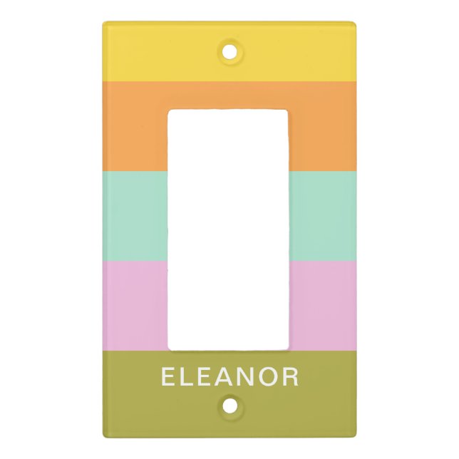 Cute Geometric Pastel Color Block Personalized Light Switch Cover (Front)