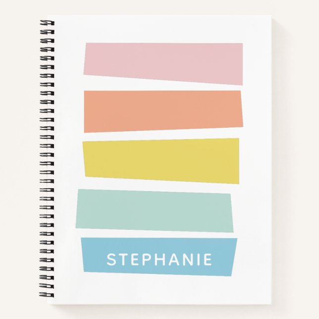 Cute Geometric Pastel Shapes Monogram Name Notebook (Front)