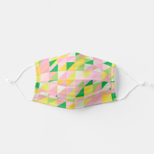Cute Geometric Patchwork Pattern in Spring Colors Adult Cloth Face Mask