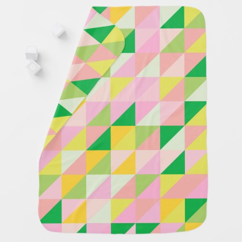 Cute Geometric Patchwork Pattern in Spring Colors Baby Blanket