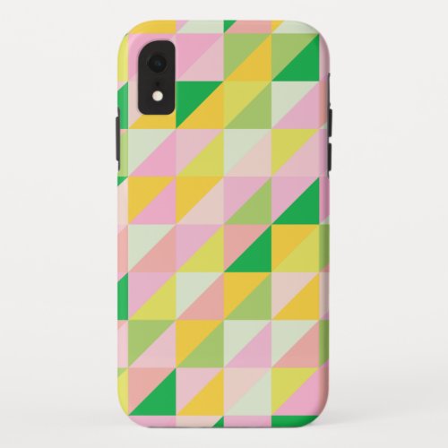 Cute Geometric Patchwork Pattern in Spring Colors iPhone XR Case