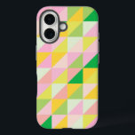 Cute Geometric Patchwork Pattern in Spring Colors iPhone 16 Case<br><div class="desc">A cute geometric patchwork pattern of little triangles forming a classic quilt design in a modern palette of spring colors including pink,  green,  and yellow. Great for Easter too!</div>