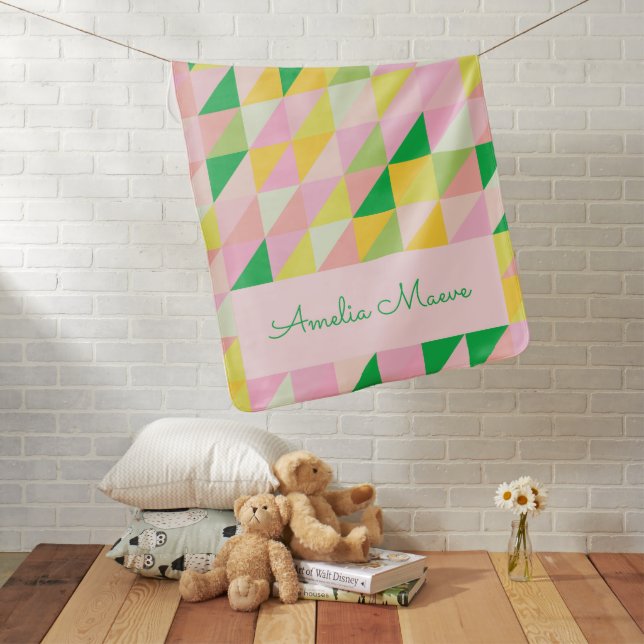 Cute Geometric Patchwork Pattern Spring Custom Baby Blanket (In Situ)